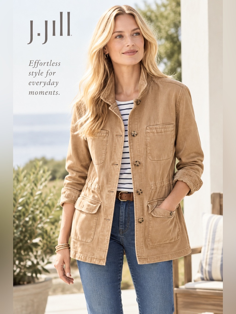 J. Jill Garment-Dyed Anorak Jacket in Tan